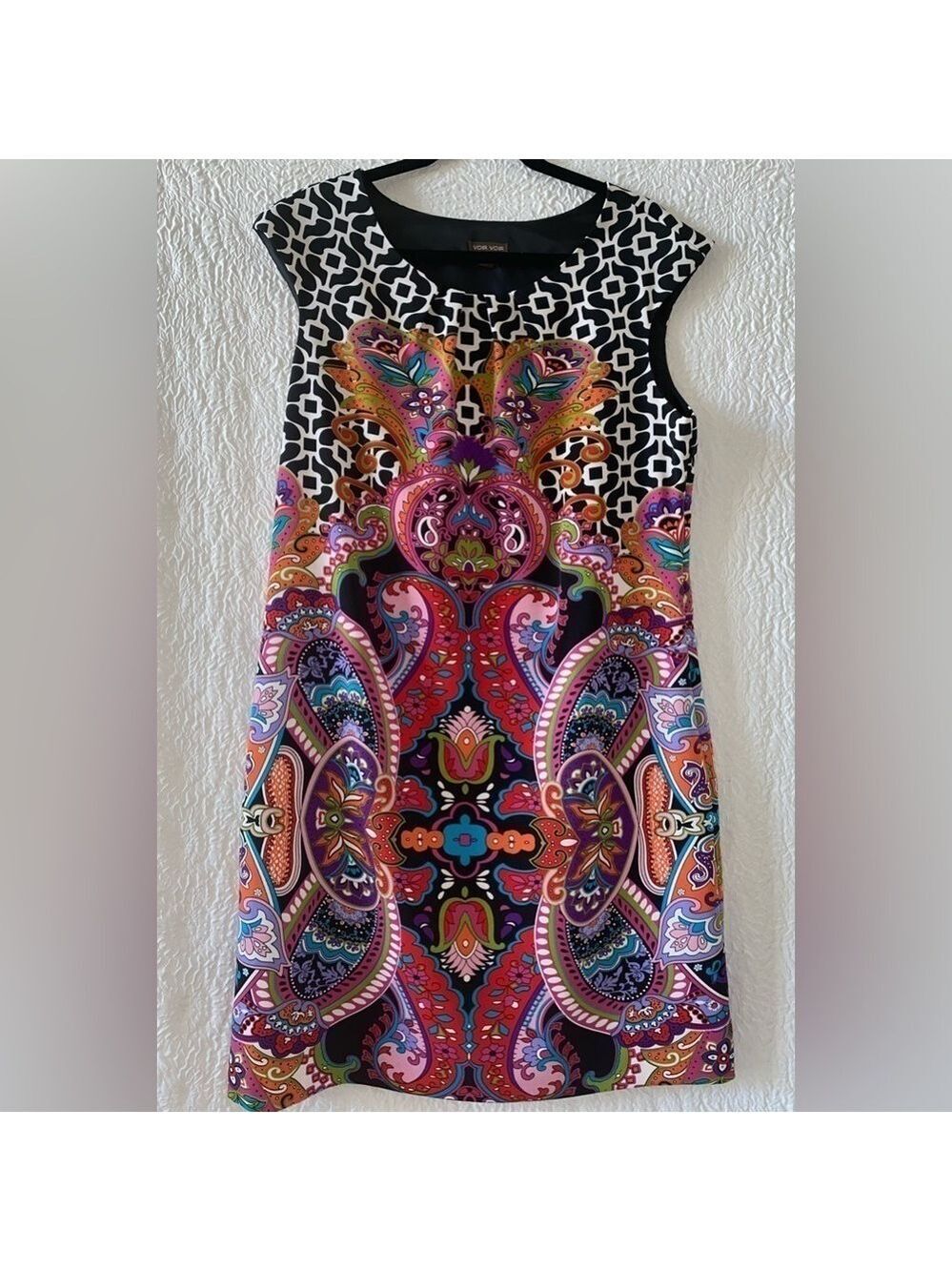 Voir Voir Retro Shift Sleeveless Paisley Print Midi Dress